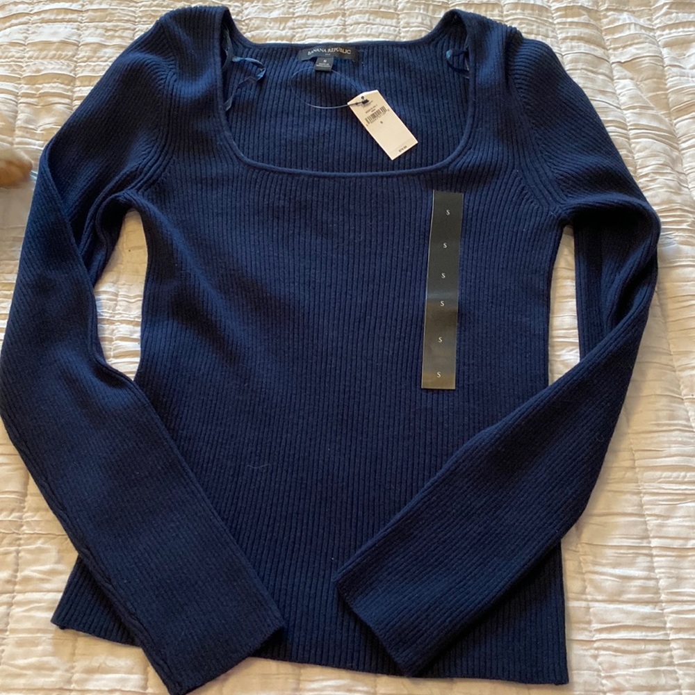 Nwt navy square neck sweater banana republic size s